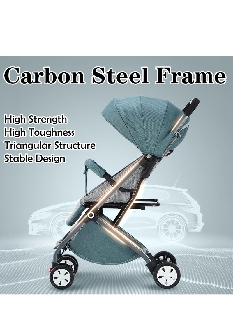 Toddler Stroller, Lightweight Baby Stroller, with Telescoping Handle Jogger Lightweight Pram Folding Compact Travel Trolley Walker for Baby Newborn Infant Kid (with Trolley Bar)