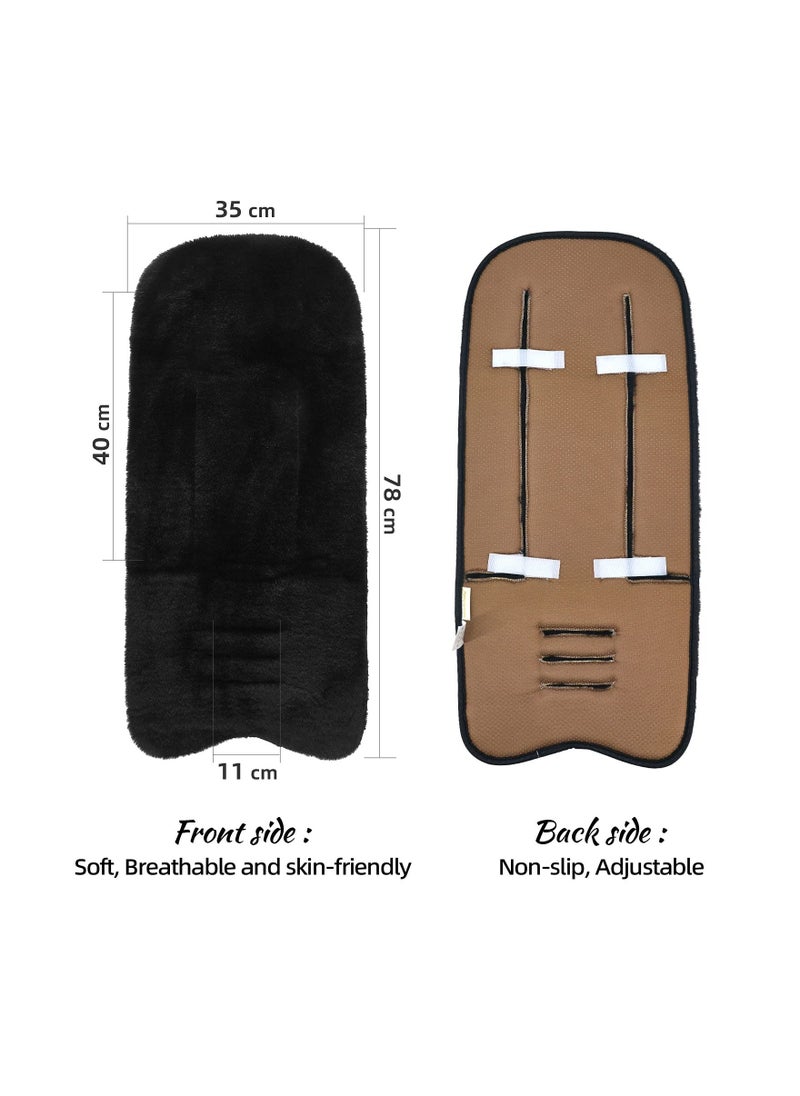 Winter Warm Baby Stroller Cushion (78 x 35cm), Universal Newborn Carriage Cushion Faux Sheepskin Baby Seat Pad Soft Baby Seat Liner Newborn Stroller Cushion Comfortable Winter Cushion for Stroller