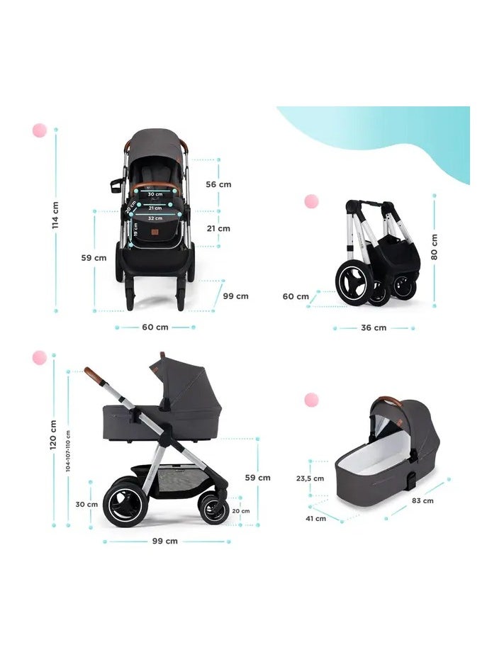 Kinderkraft -Everyday 2-in-1 Travel System - Dark Grey, Silver Frame