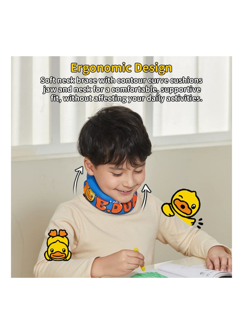 Kids Soft Neck Collar Brace for Posture, Cute Duck Foam Cervical Support for Child, Youth Neck Corrector for Children Whiplash and Injury Pain Relief, for Ease Neck Pain(Small)(Neck Size is 27-29cm)