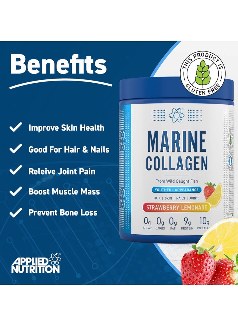 Marine Collagen Powder, Skin Hair Nails, Strawberry Lemonade, 300g