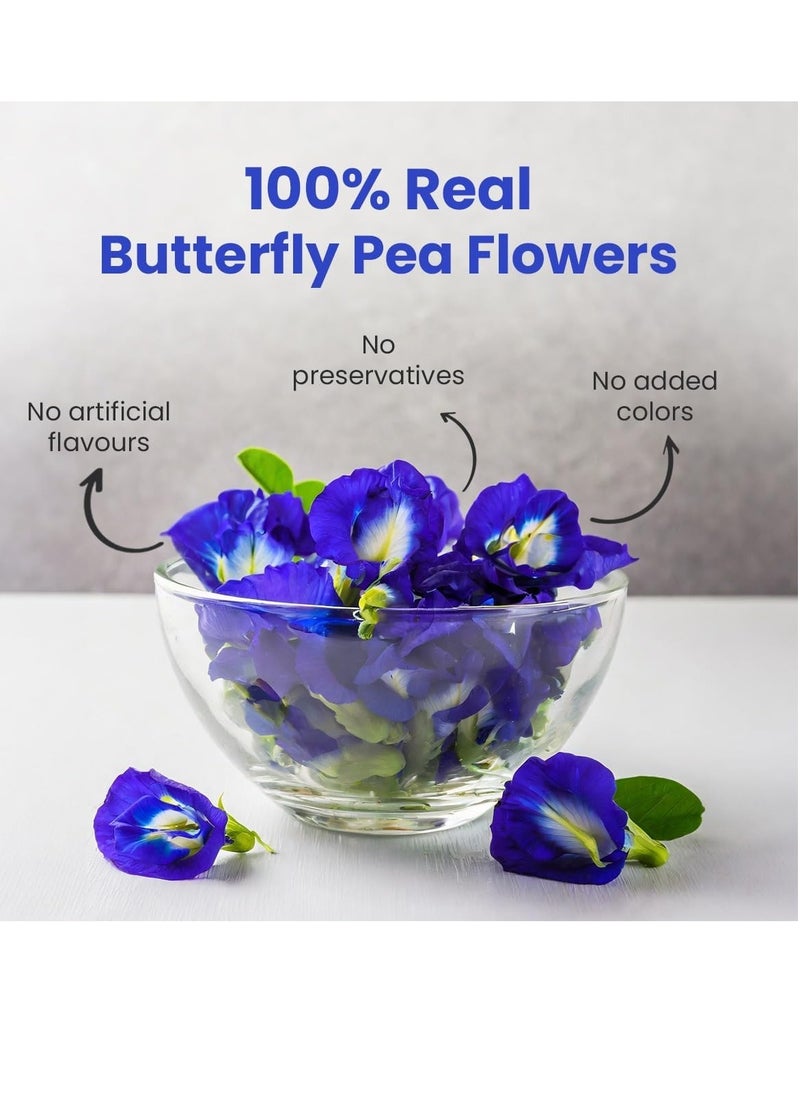 BLUE TEA - Butterfly Pea Flower - 30 Tea Bags | SUPER ANTI-OXIDANT | Aparajita - Shankhpushpi | Natural Ingredients - Flower Based - Herbal Tea - Caffeine Free - Farm Fresh - Vegan | Detox Tea | Pet Jar Packaging
