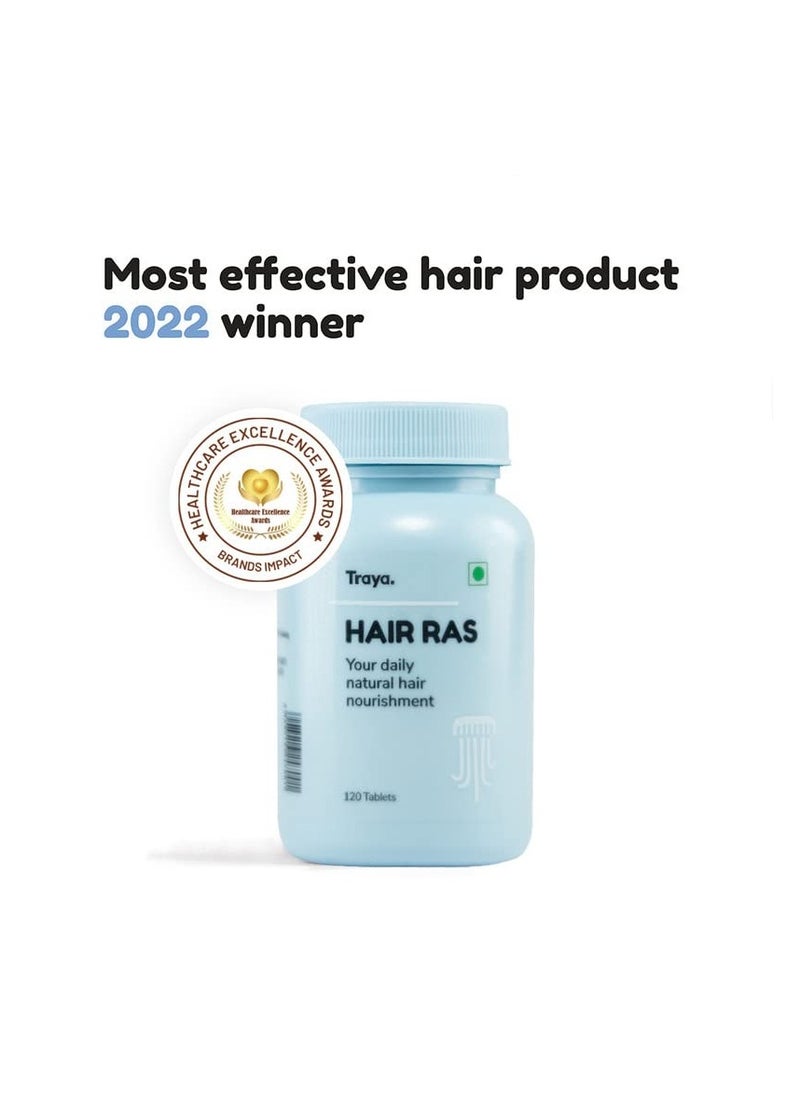 Traya Hair Ras Tablets for Women & Men, Ayurvedic Hair Vitamin Tablets for Hair Fall Control and Growth, Contains Ashwagandha, Bhringraj, Shatavari (120 Tablets)