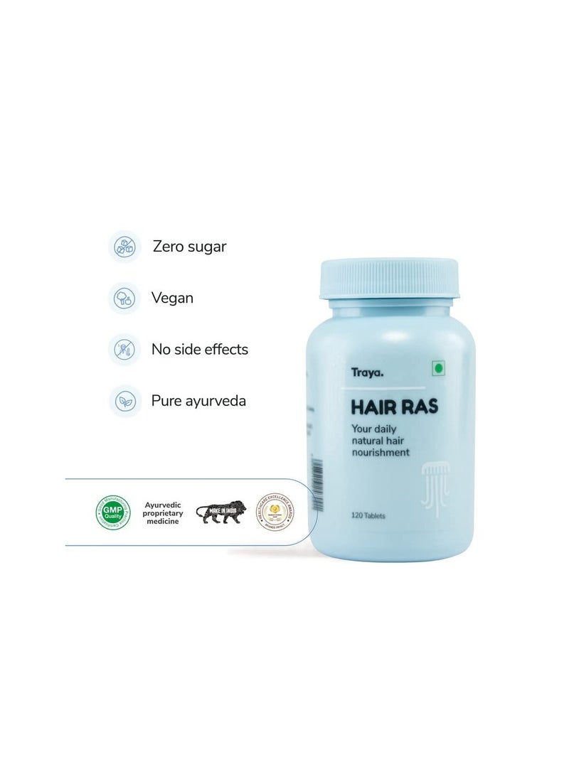 Traya Hair Ras Tablets for Women & Men, Ayurvedic Hair Vitamin Tablets for Hair Fall Control and Growth, Contains Ashwagandha, Bhringraj, Shatavari (120 Tablets)