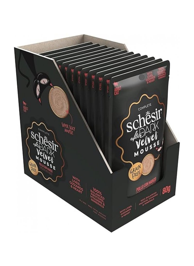 Schesir, After Dark Velvet Mousse, For Cat Wet Food - Chicken With Beef Flavor - 80g X 12pcs in 1 Box