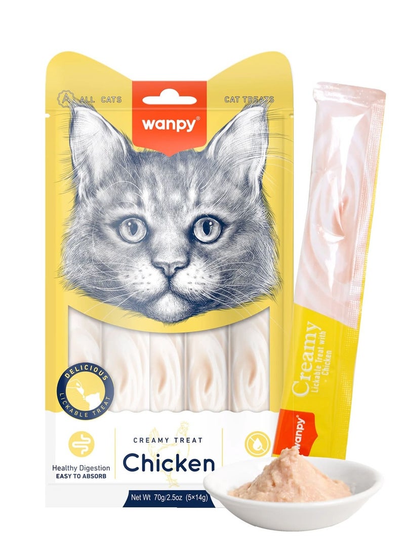 Wanpy Creamy Lickable Cat Treats Chicken (14gx5)1Box 12pcs