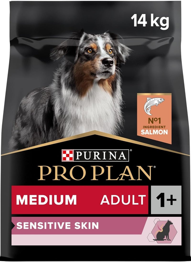 Purina Pro Plan Sensitive Skin Medium Adult, Dry Dog food with Salmon, 14 kg