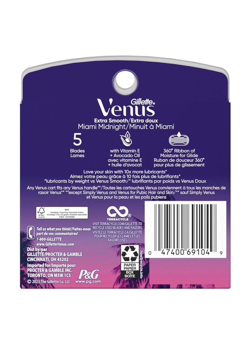 Gillette Venus Miami Midnight Extra Smooth Women's Razor Blade Refills, 6 Refills