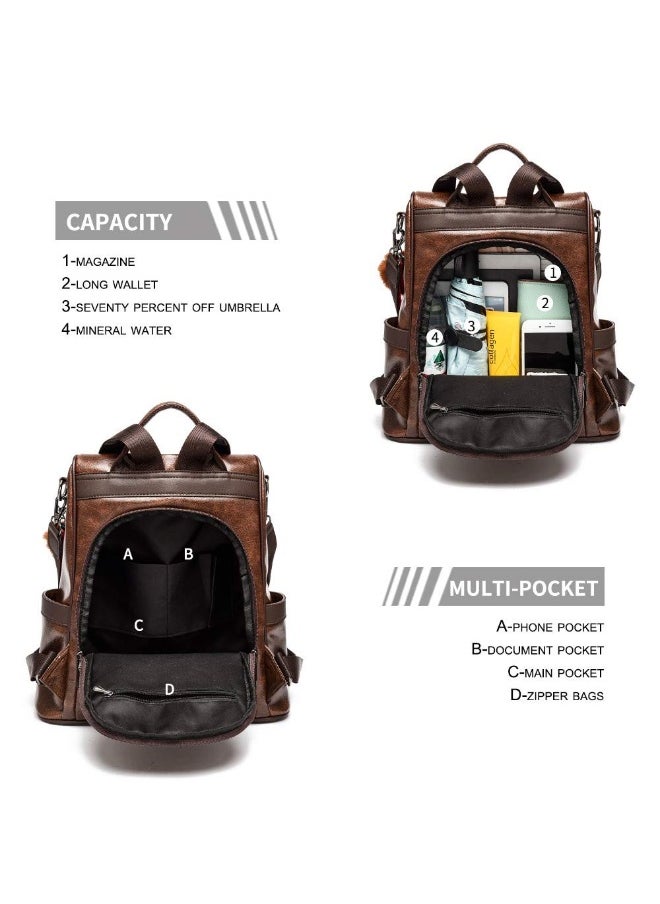 Anti-theft Casual Shoulder Backpack Coffee