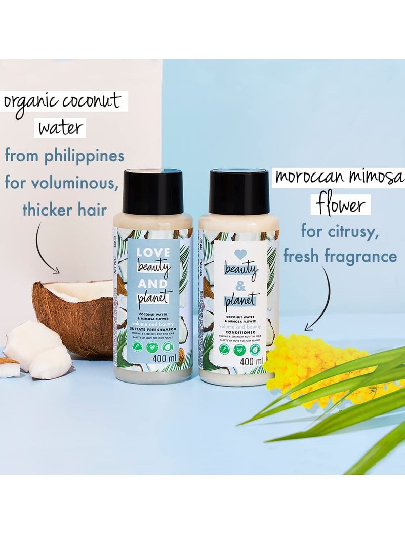 Coconut Water and Mimosa Flower Sulfate Free Volume and Bounty Shampoo, No Parabens, 400ml