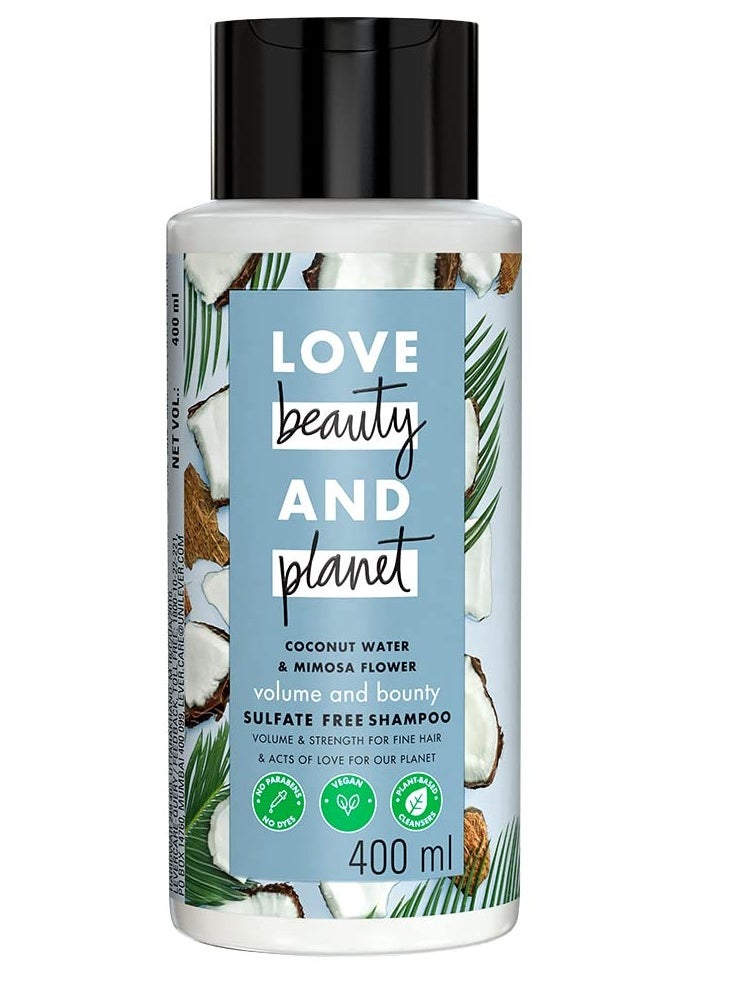 Coconut Water and Mimosa Flower Sulfate Free Volume and Bounty Shampoo, No Parabens, 400ml