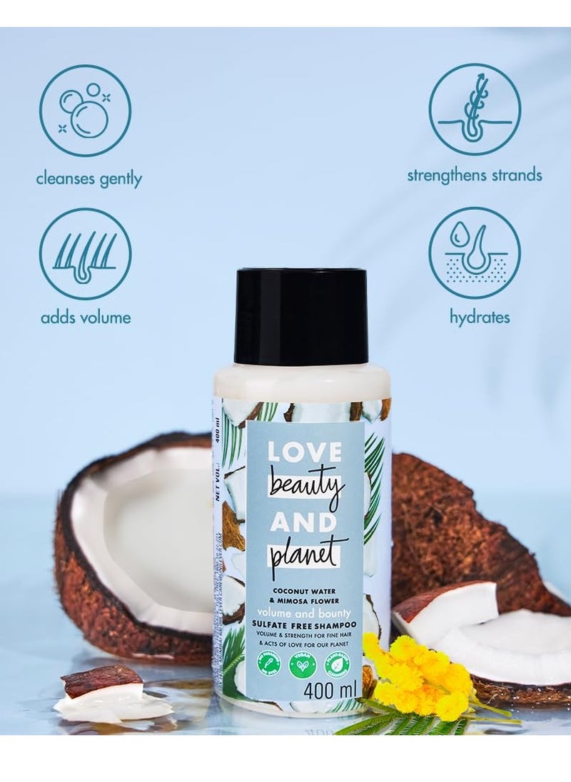 Coconut Water and Mimosa Flower Sulfate Free Volume and Bounty Shampoo, No Parabens, 400ml