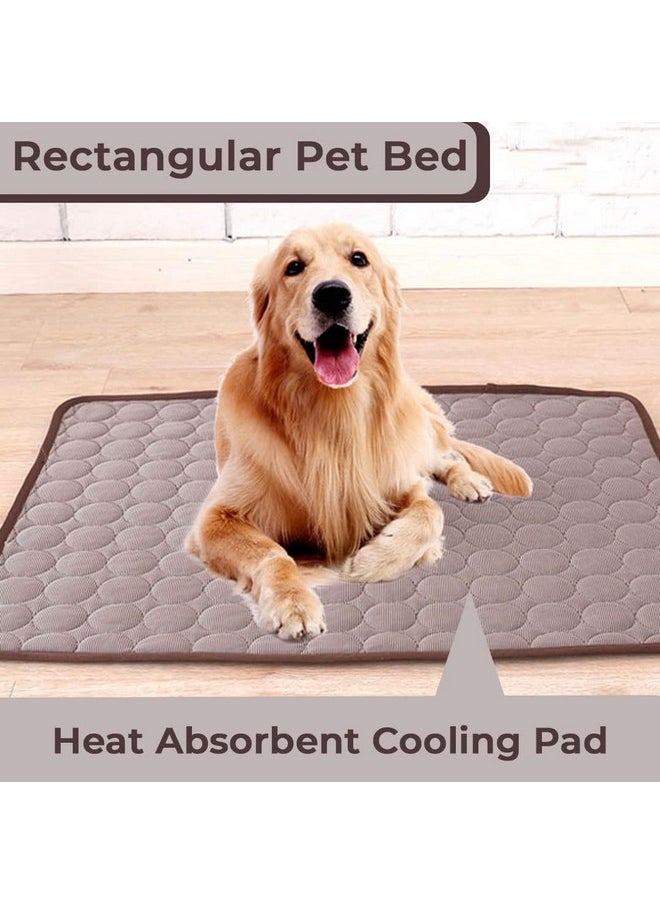 Rectangular Dog & Cat Bed|Premium Cool Ice Silk With Polyester With Bottom Mesh|Multi-Utility Self-Cooling Pad For Dog & Cat|Light-Weight & Durable Dog Bed|Zqcj001C-Xs|Coffee