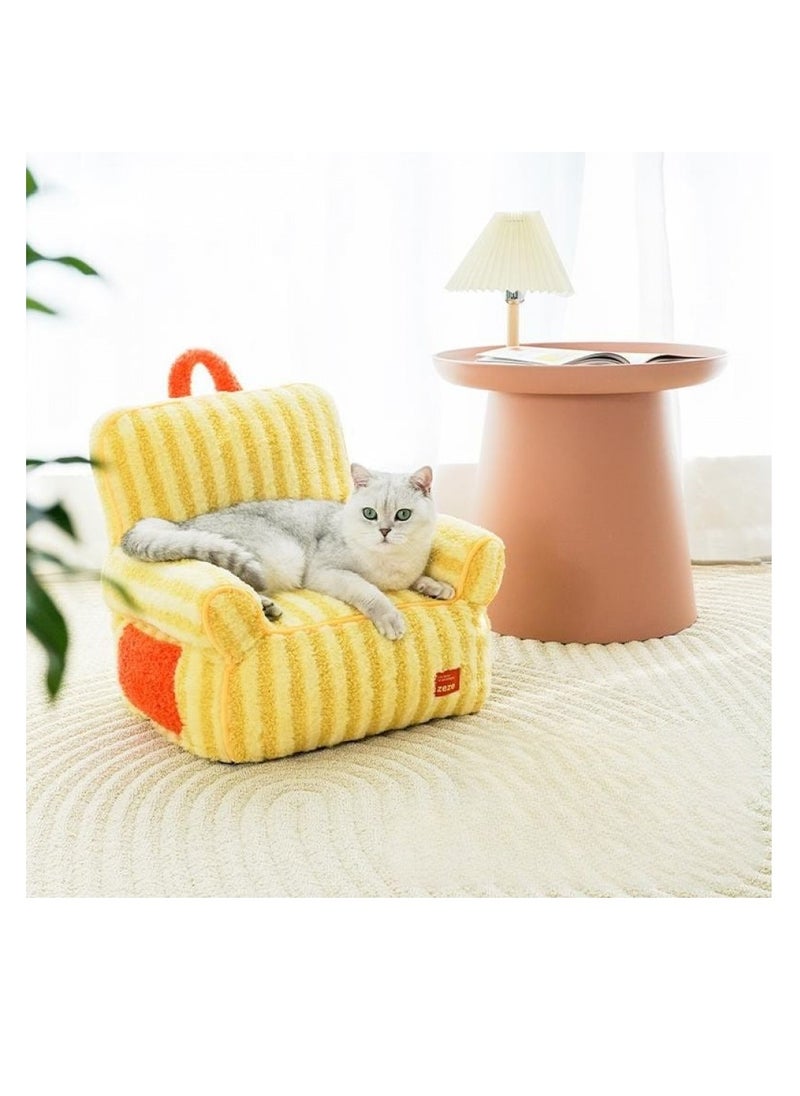 Cat Couch Bed Dog Sofa Cute Portable Cat Sleeping Bed Warm Nest Washable Dog Bed Non-slip Bottom Pet Bed Kennel Cat Dog Dog Rabbit Dog, Yellow