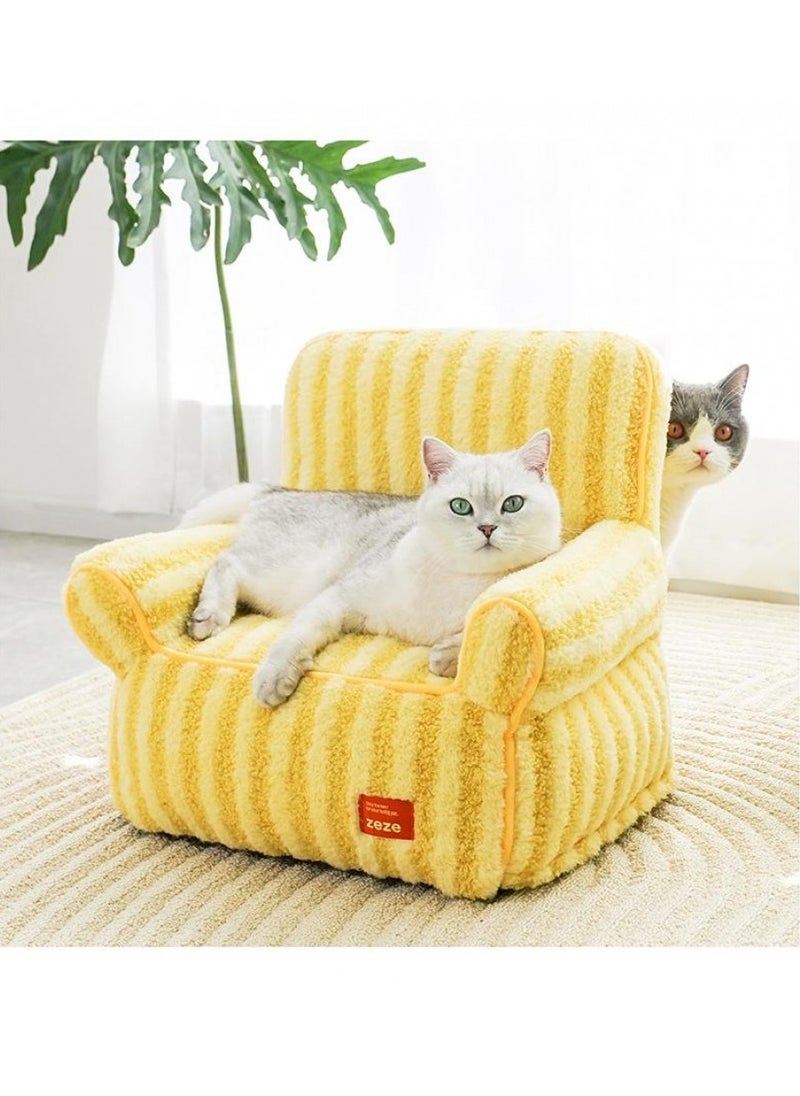 Cat Couch Bed Dog Sofa Cute Portable Cat Sleeping Bed Warm Nest Washable Dog Bed Non-slip Bottom Pet Bed Kennel Cat Dog Dog Rabbit Dog, Yellow