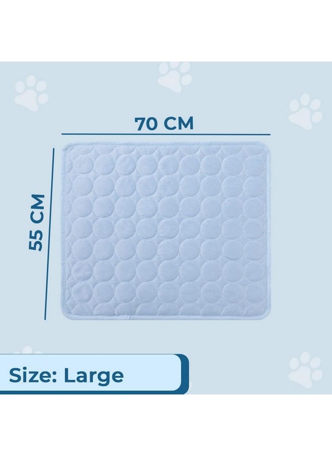 Rectangular Dog & Cat Bed|Premium Cool Ice Silk With Polyester With Bottom Mesh|Multi-Utility Self-Cooling Pad For Dog & Cat|Light-Weight & Durable Dog Bed|Zqcj001Lb-Xl|Light Blue