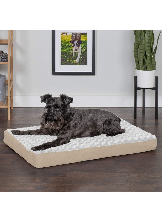 Pet Dog Bed | Deluxe Memory Foam Ultra Plush Mattress Pet Bed For Dogs & Cats, Cream, Medium