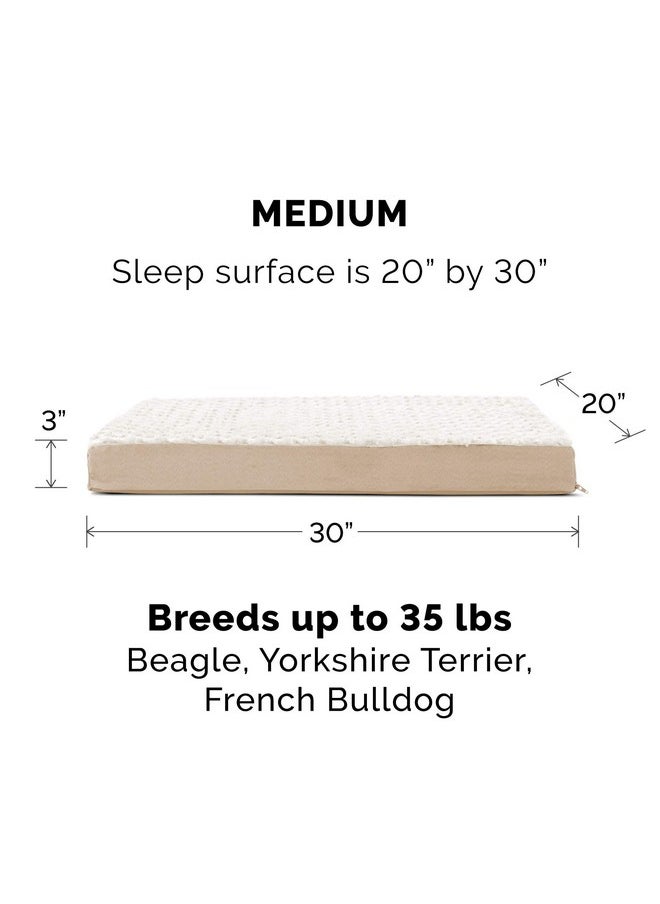Pet Dog Bed | Deluxe Memory Foam Ultra Plush Mattress Pet Bed For Dogs & Cats, Cream, Medium