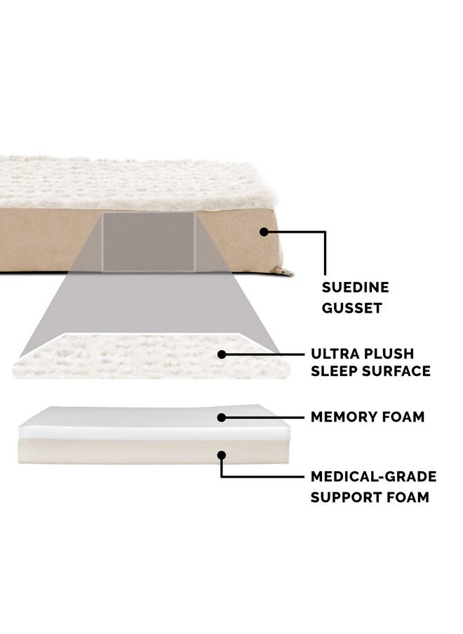 Pet Dog Bed | Deluxe Memory Foam Ultra Plush Mattress Pet Bed For Dogs & Cats, Cream, Medium