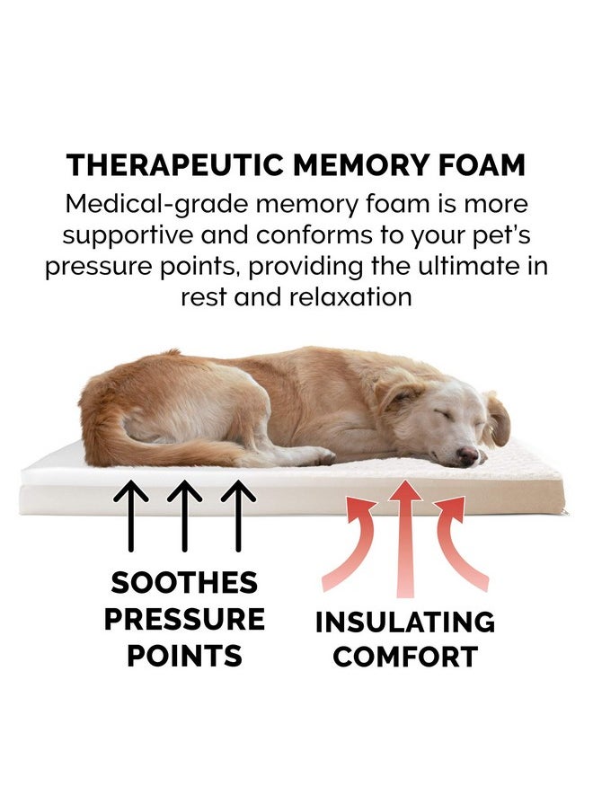 Pet Dog Bed | Deluxe Memory Foam Ultra Plush Mattress Pet Bed For Dogs & Cats, Cream, Medium