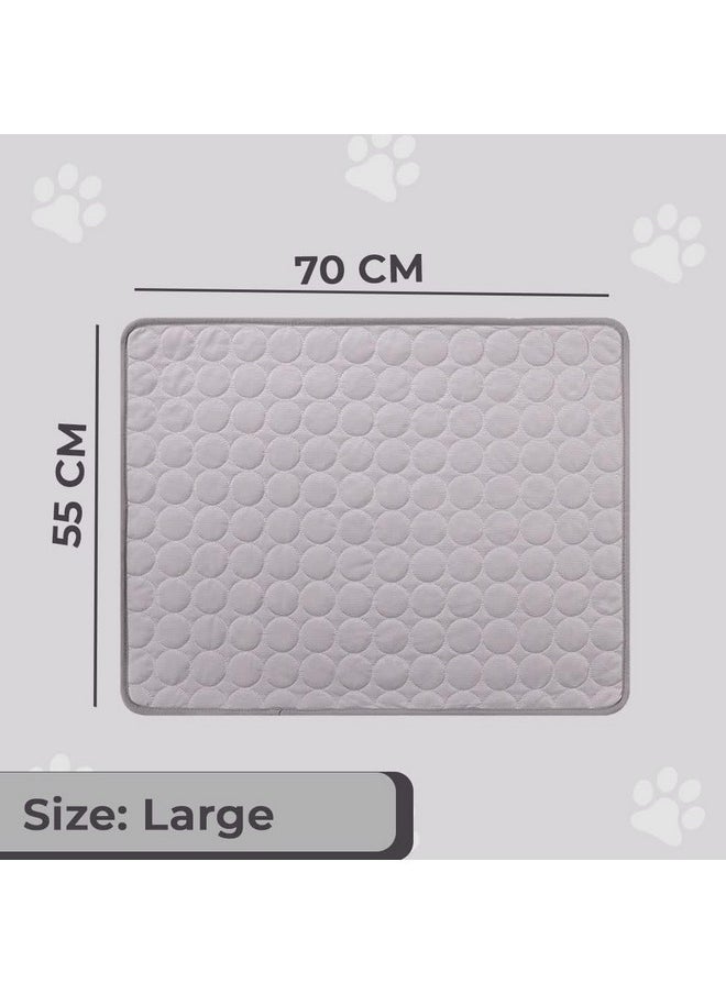 Rectangular Dog& Cat Bed|Premium Cool Ice Silk With Polyester With Bottom Mesh|Multi-Utility Self-Cooling Pad For Dog & Cat|Light-Weight & Durable Dog Bed|Zqcj001G-Xl|Grey