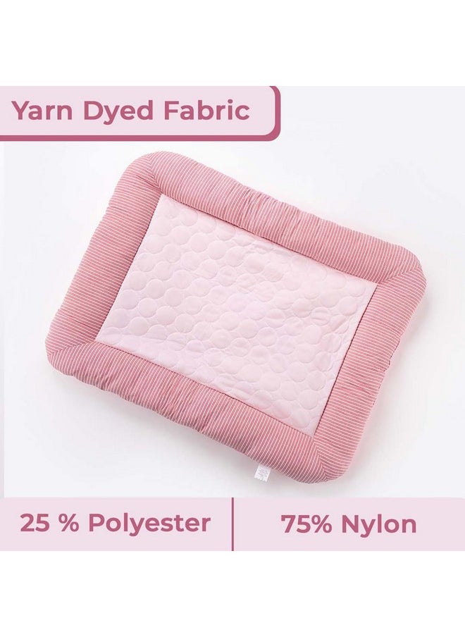 Rectangular Dog & Cat Bed|Yarn Dyed Oxford Cloth|Nylon And Polyester With Cotton Filling|Self-Cooling Bed For Dog & Cat|Small Light-Weight & Durable Dog Bed|Zqcj005P-M|Pink