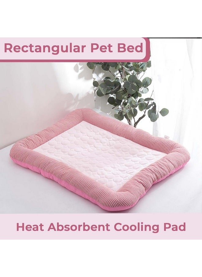 Rectangular Dog & Cat Bed|Yarn Dyed Oxford Cloth|Nylon And Polyester With Cotton Filling|Self-Cooling Bed For Dog & Cat|Small Light-Weight & Durable Dog Bed|Zqcj005P-M|Pink