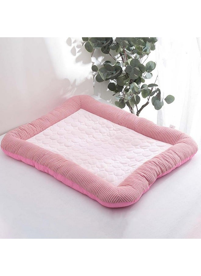 Rectangular Dog & Cat Bed|Yarn Dyed Oxford Cloth|Nylon And Polyester With Cotton Filling|Self-Cooling Bed For Dog & Cat|Small Light-Weight & Durable Dog Bed|Zqcj005P-L|Pink