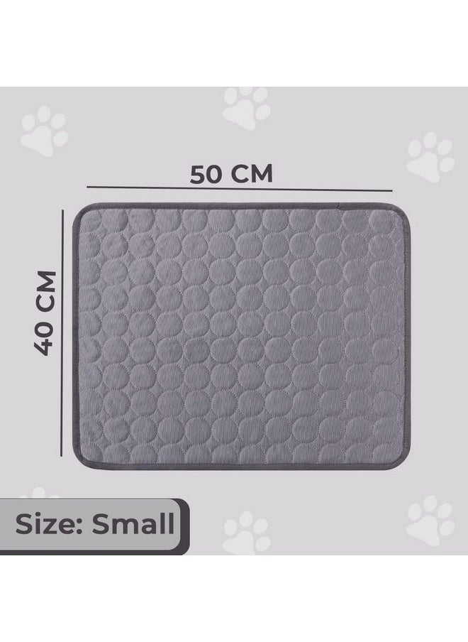 Rectangular Dog & Cat Bed|Premium Cool Ice Silk With Polyester With Bottom Mesh|Multi-Utility Self-Cooling Pad For Dog & Cat|Light-Weight & Durable Dog Bed|Zqcj001Dg-S|Dark Grey