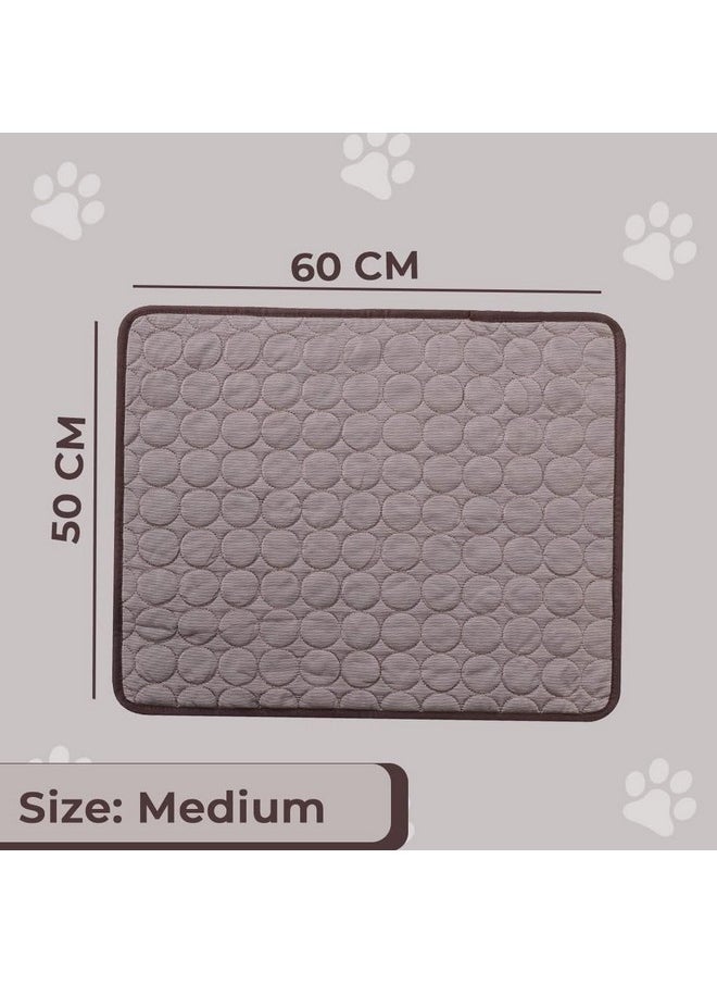 Rectangular Dog & Cat Bed|Premium Cool Ice Silk With Polyester With Bottom Mesh|Multi-Utility Self-Cooling Pad For Dog & Cat|Light-Weight & Durable Dog Bed|Zqcj001C-M|Coffee