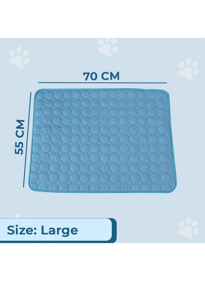 Rectangular Dog & Cat Bed|Premium Cool Ice Silk With Polyester With Bottom Mesh|Multi-Utility Self-Cooling Pad For Dog & Cat|Light-Weight & Durable Dog Bed|Zqcj001B-Xl|Blue