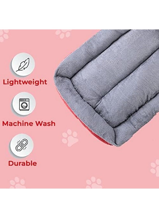 Dog & Cat Bed|Super Soft Plush Top Pet Bed|Oxford Cloth Polyester Filling|Machine Washable Dog Bed|Rectangular Cat Bed With Rise-Edge Pillow|Qy036R-S|Red