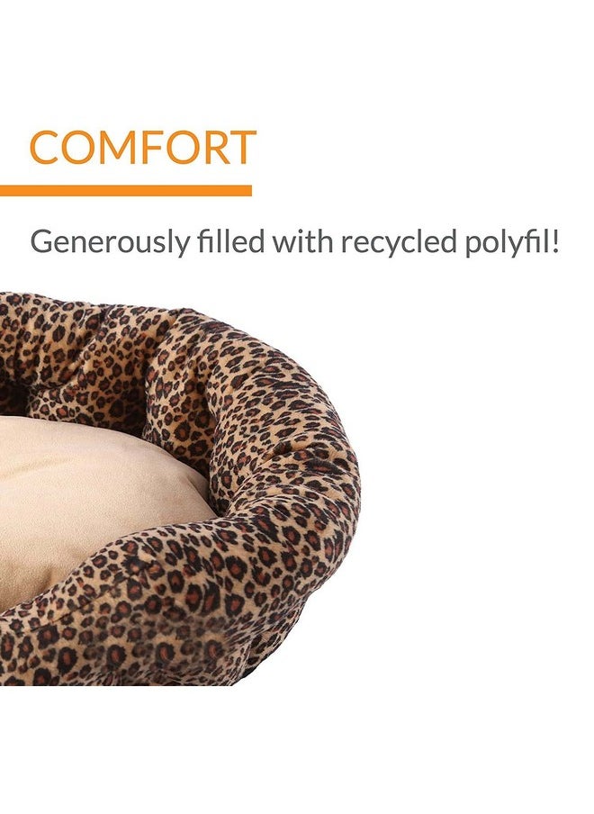 Luxurious Pet Products Self-Warming Bolster Bed Pet Bed Colour Leopard Print Size Medium