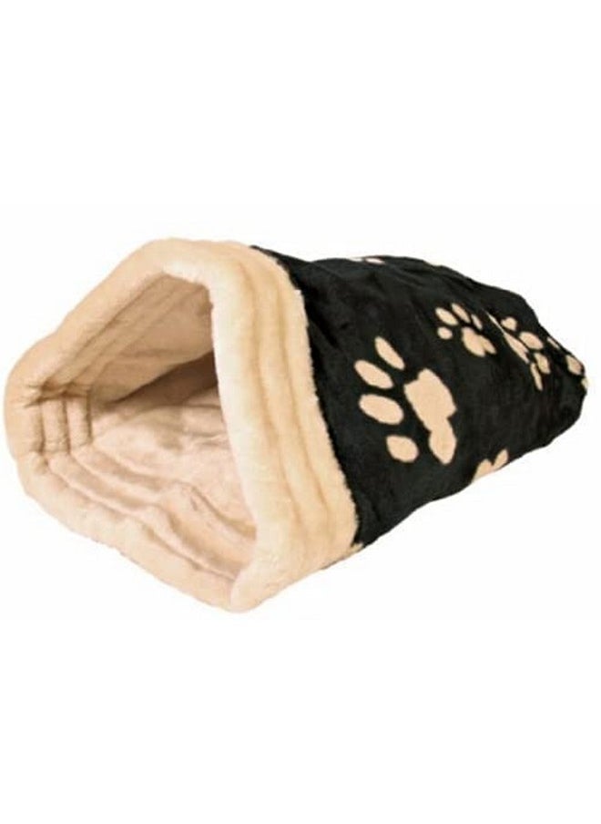 Jasira Fluffy Plush Foam Filled Arch Cuddle Sack For Small Dogs And Cats, Keeps Them Warm During Winters - Beige/Black