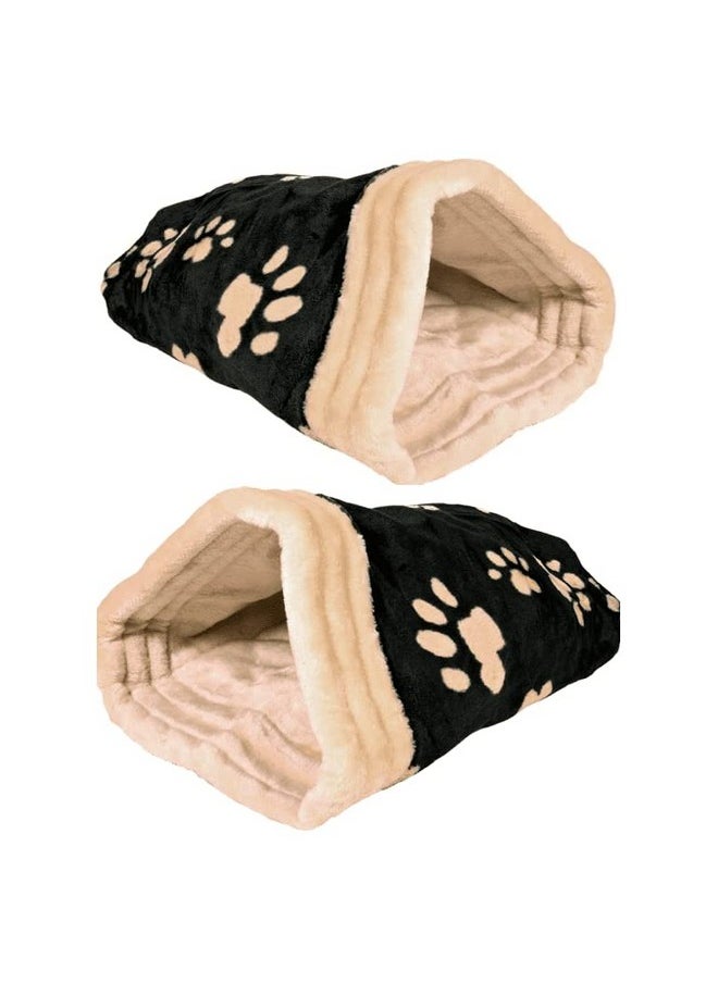 Jasira Fluffy Plush Foam Filled Arch Cuddle Sack For Small Dogs And Cats, Keeps Them Warm During Winters - Beige/Black