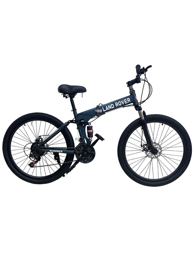 RUNNER Land Rover 26 inch Folding Bike with 21 speed Gears, Front & Rear Shock Absorbers, Dual Disc Brakes, 26 inch Mountain Bicycle