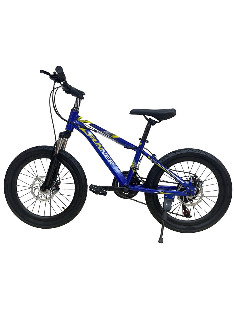 RUNNER 20 inch Mountain Bike with 21 speed Gears for 9-14 years, Front Shock Absorbers, Dual Disc Brakes, Kids Mountain Bike