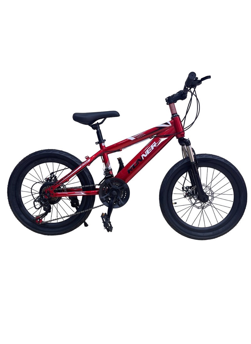 RUNNER 20 inch Mountain Bike with 21 speed Gears for 9-14 years, Front Shock Absorbers, Dual Disc Brakes, Kids Mountain Bike