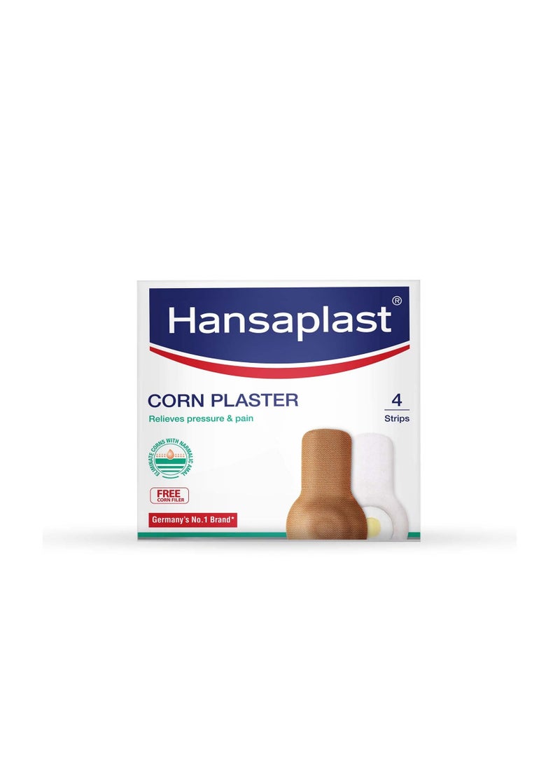 Hansaplast Corn Plaster Strips, Corn Removal Plaster for foot | 4 strips in each pack, (size: 76 X 28 mm)