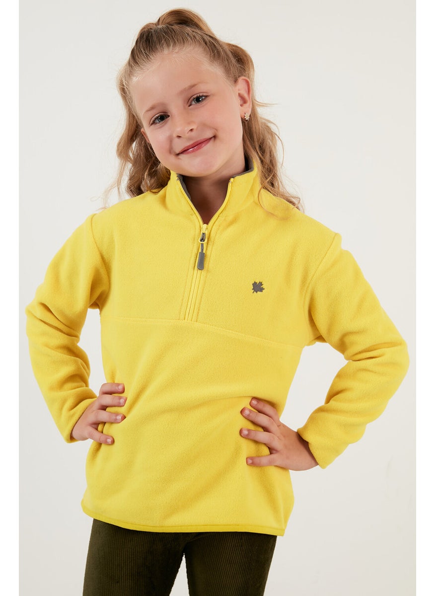 Soft Textured Zippered Stand Collar Winter Fleece Unisex Children's Fleece 5905002