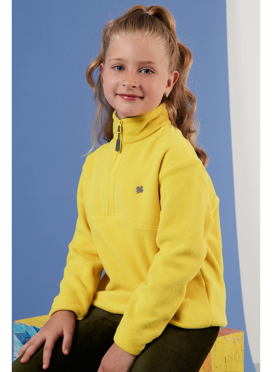 Soft Textured Zippered Stand Collar Winter Fleece Unisex Children's Fleece 5905002