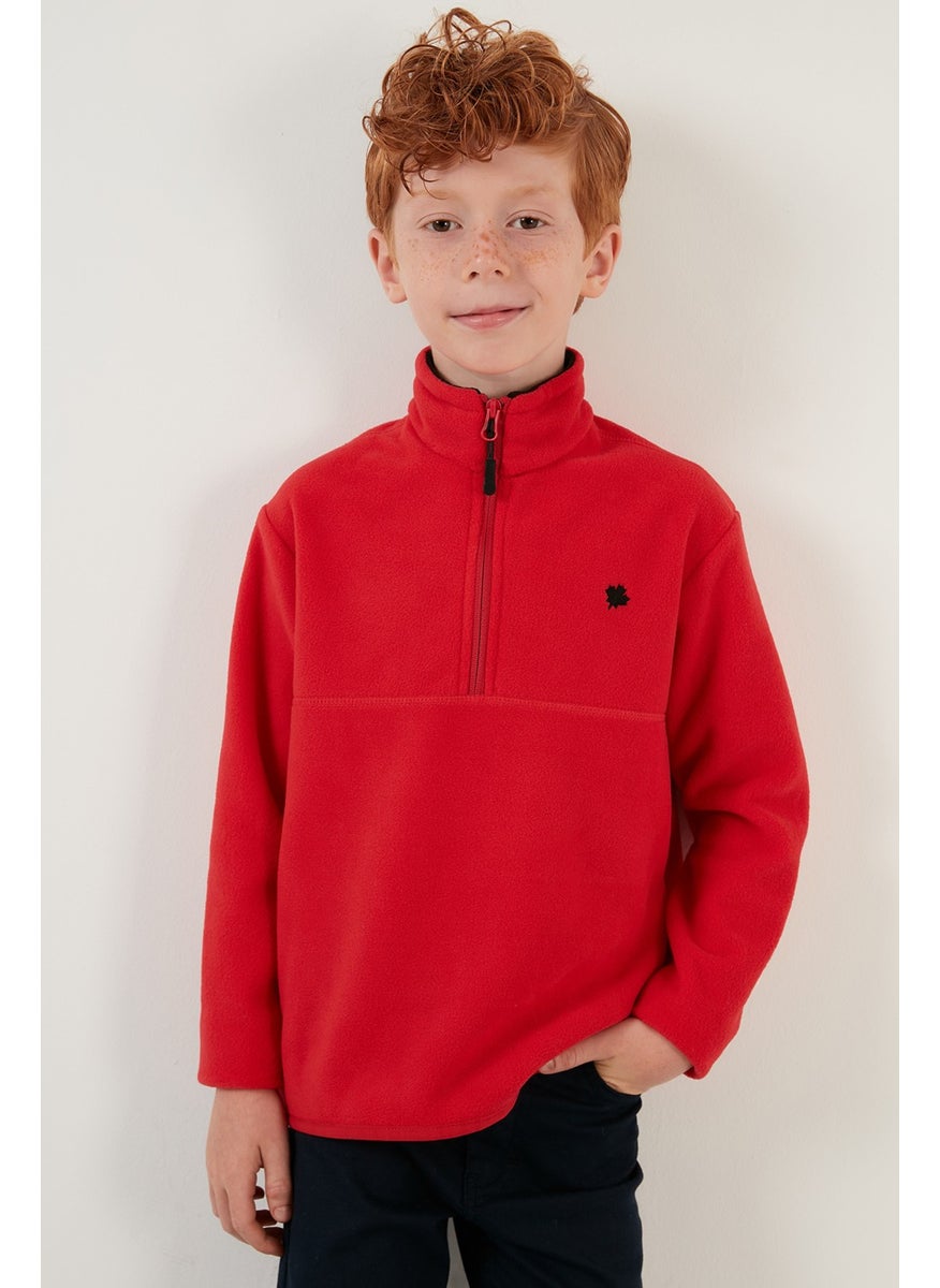 Soft Textured Zippered Stand Collar Winter Fleece Unisex Children's Fleece 5905002