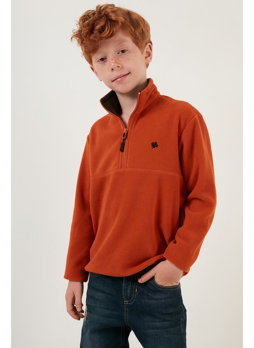 Soft Textured Zippered Stand Collar Winter Fleece Unisex Children's Fleece 5905002