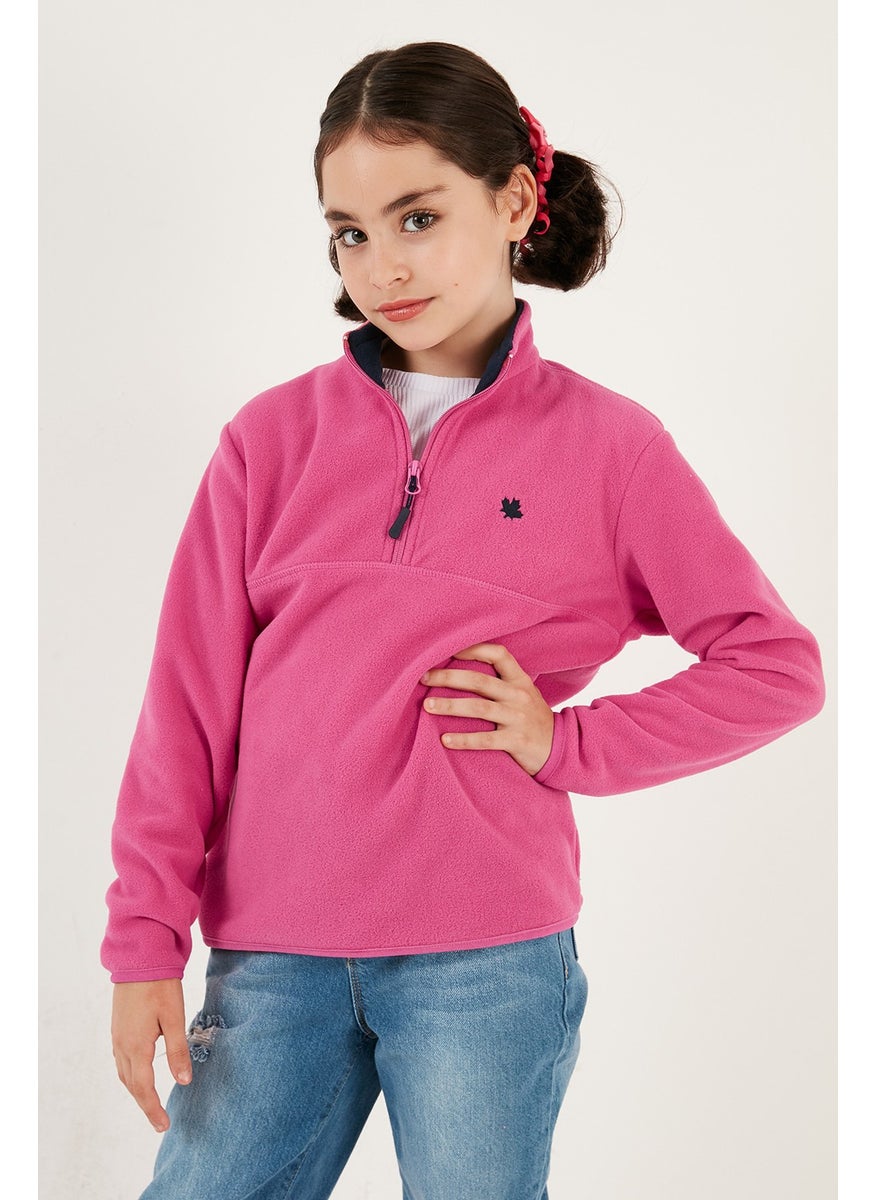 Soft Textured Zippered Stand Collar Winter Fleece Unisex Children's Fleece 5905002