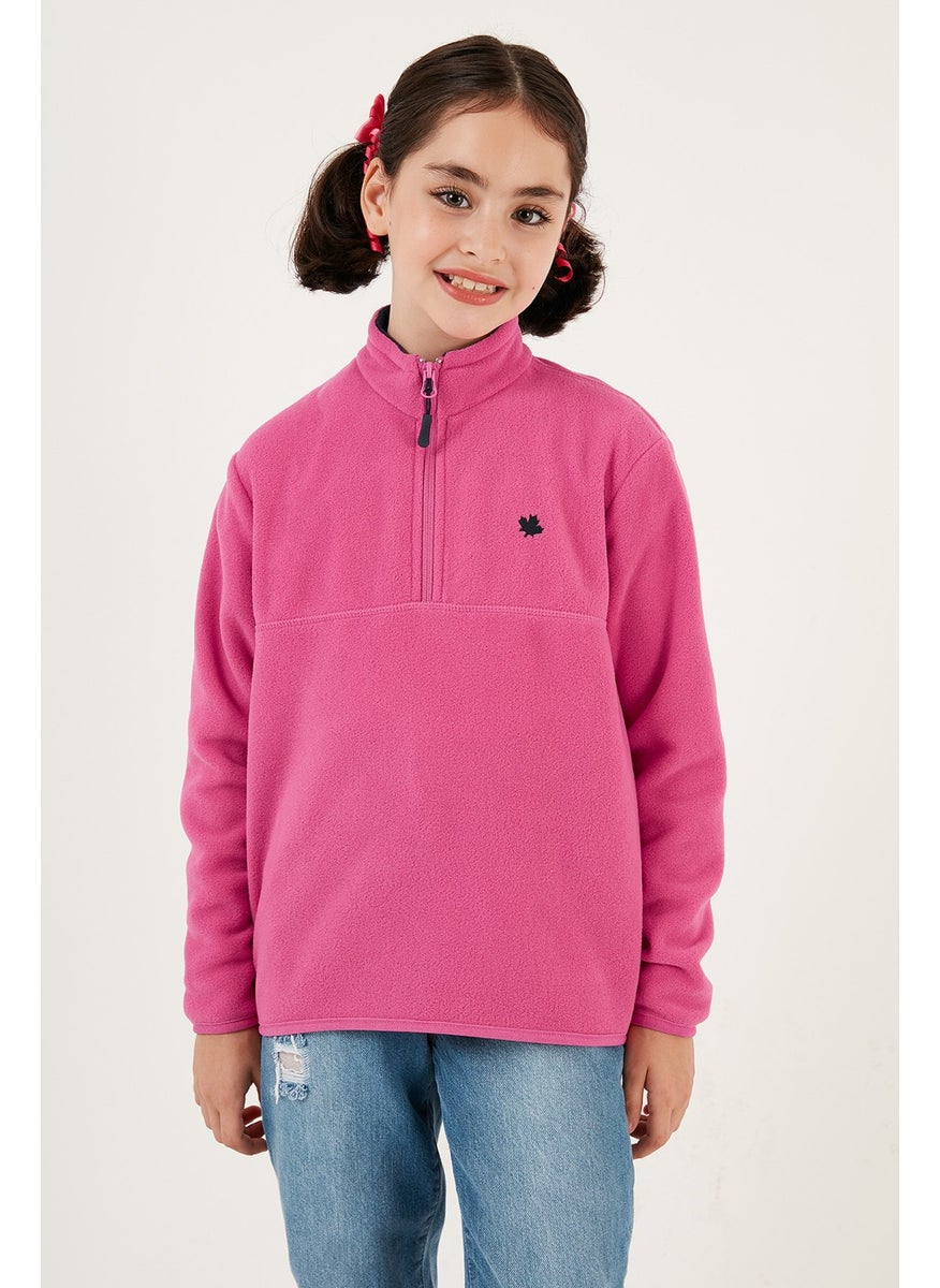 Soft Textured Zippered Stand Collar Winter Fleece Unisex Children's Fleece 5905002