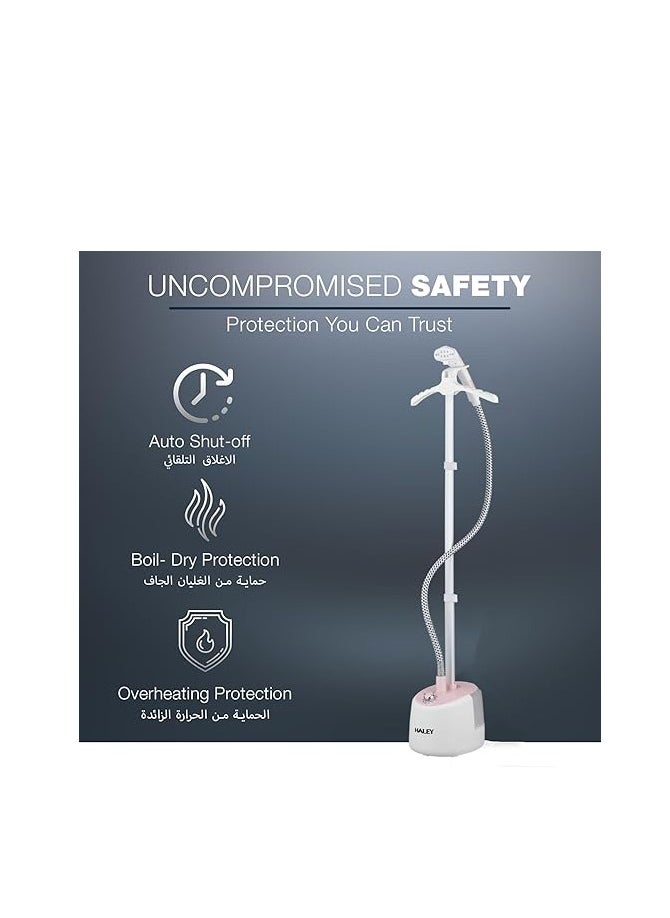 HALEY Garment Steamer 2000W, 2.2L Capacity, Heat Insulated Steam Hose,1-Year Warranty,HY-524 (2.2L)