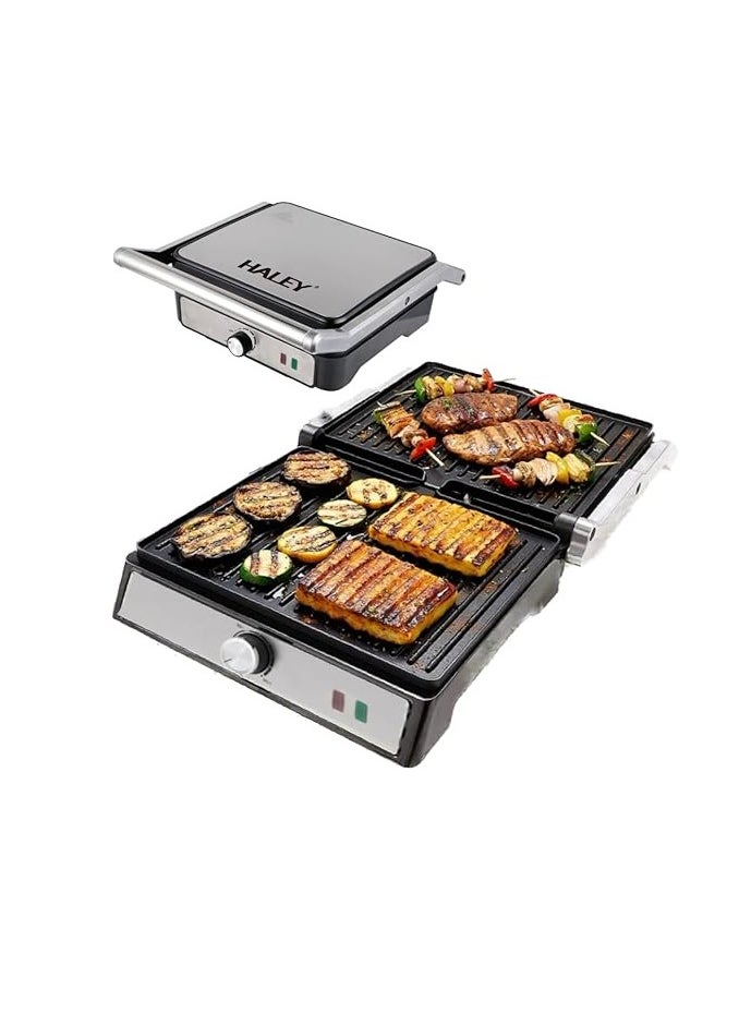 HALEY big Sandwich Maker Grill & Toaster Electric 2000W |BBQ,Standard Size Fits 4 Bread Slice, 2 Years Warranty.HY8605 (2000W)