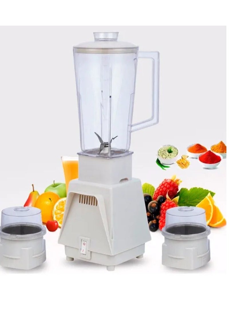 Disnie 3 in 1 Blender, 1 Liter 4 Blade Unbreakable Juicer Jar, 2 Blade & 3 Blade Small Jar for Coffee, Spice Grinder & Meat Chopper, Smoothie Maker