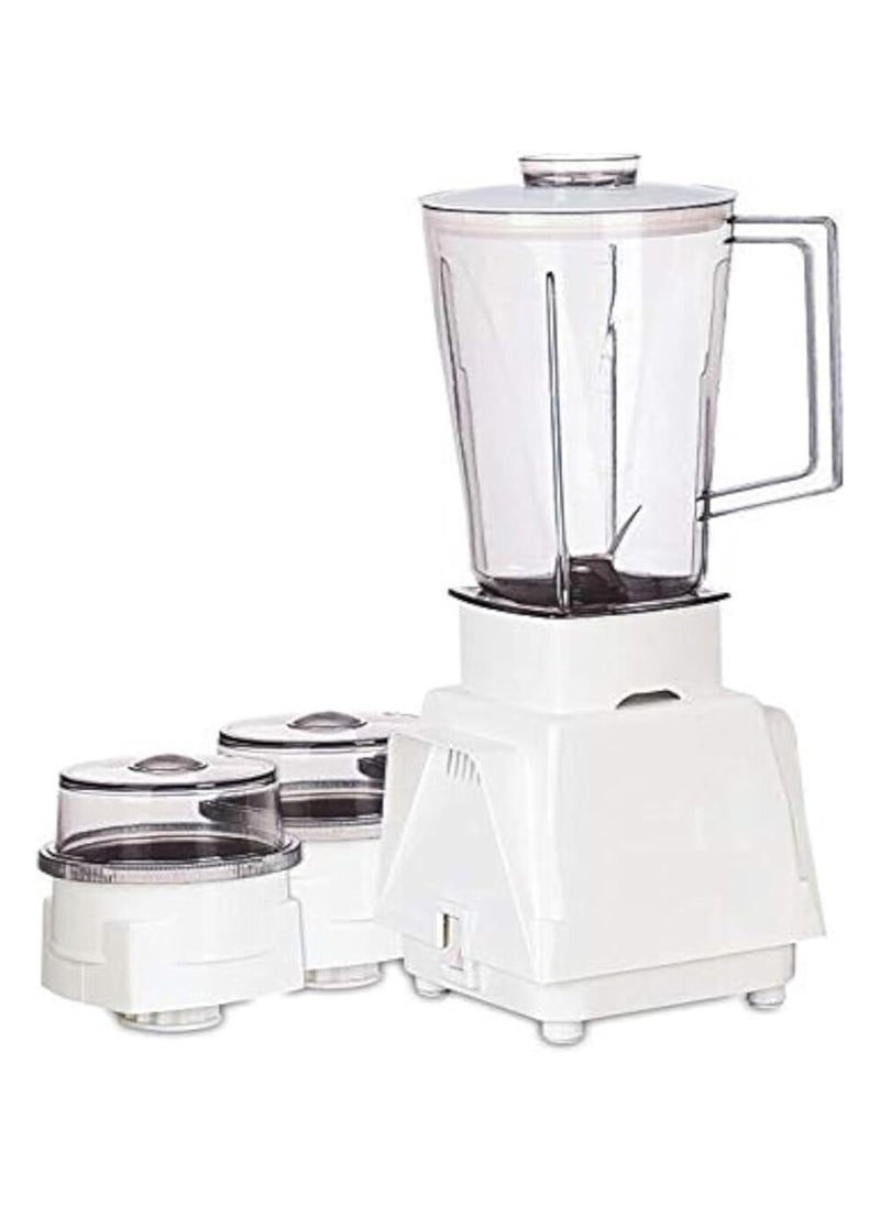 Disnie 3 in 1 Blender, 1 Liter 4 Blade Unbreakable Juicer Jar, 2 Blade & 3 Blade Small Jar for Coffee, Spice Grinder & Meat Chopper, Smoothie Maker