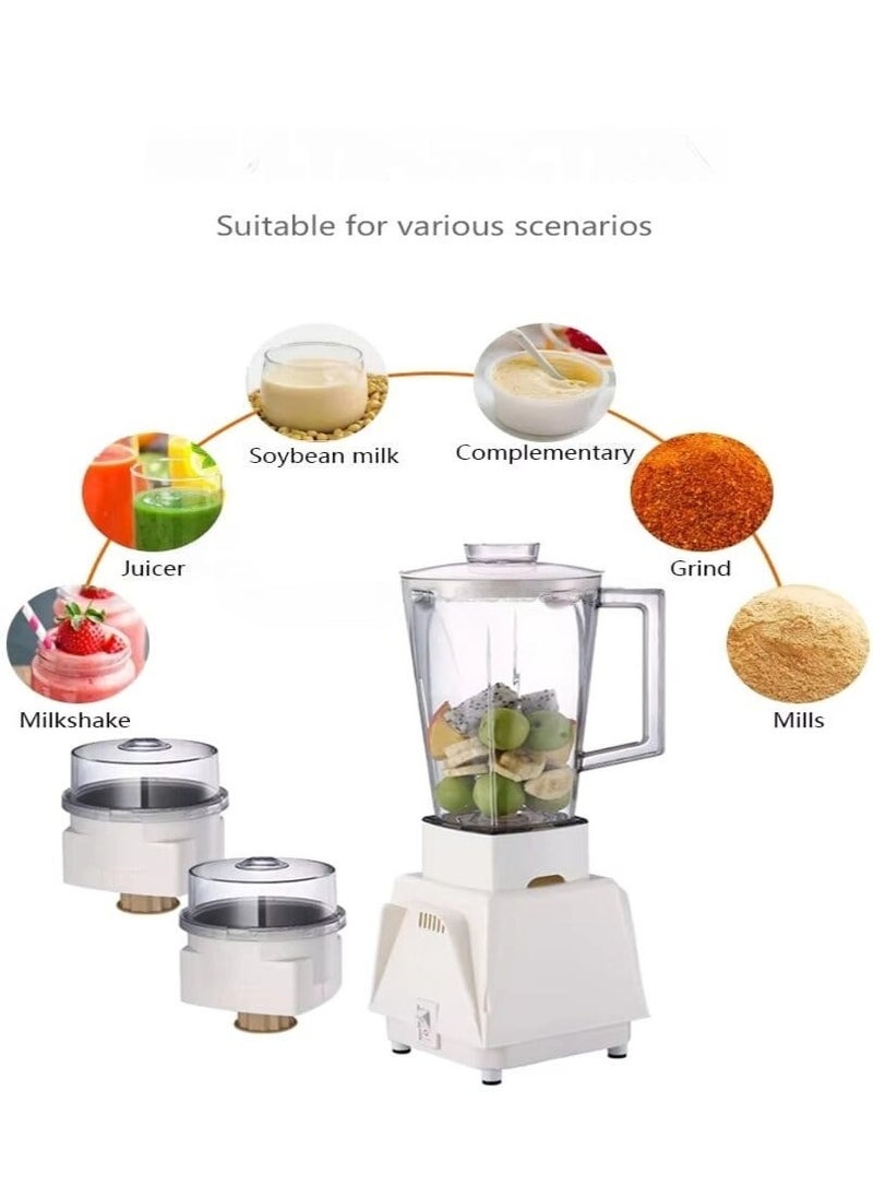 Disnie 3 in 1 Blender, 1 Liter 4 Blade Unbreakable Juicer Jar, 2 Blade & 3 Blade Small Jar for Coffee, Spice Grinder & Meat Chopper, Smoothie Maker